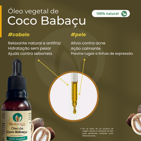 Óleo de Coco Babaçu - 100% natural uso capilar e corporal