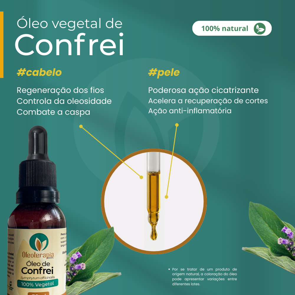 Óleo de Confrei - 100% natural uso capilar e corporal