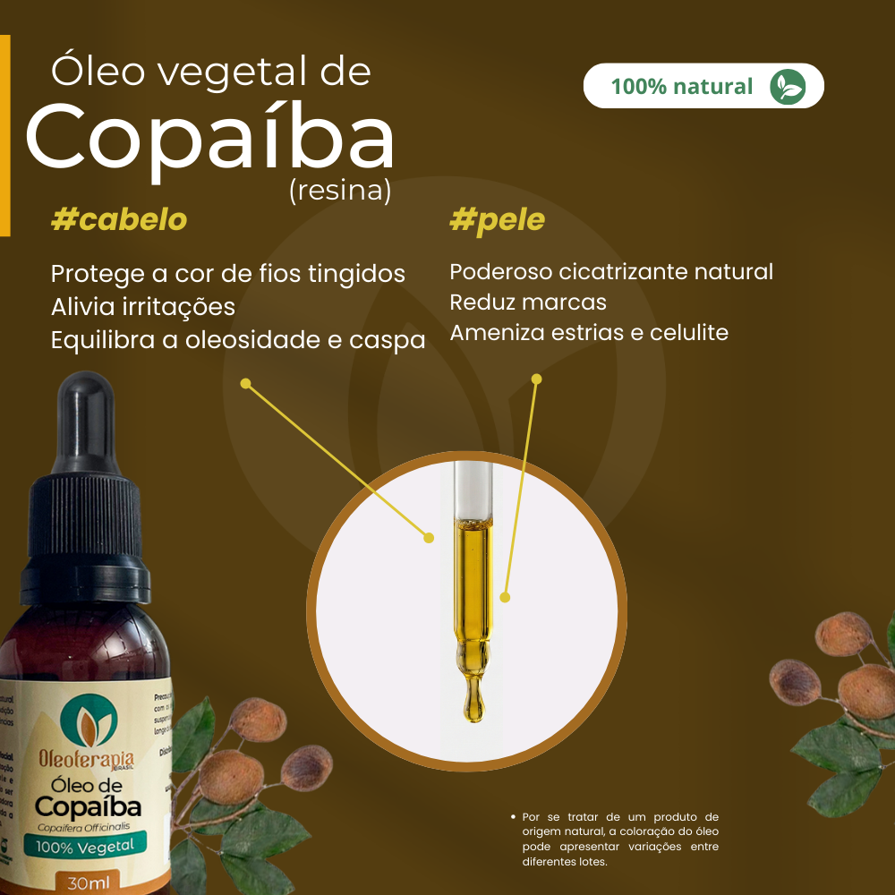 Óleo de Copaíba - 100% natural uso capilar e corporal