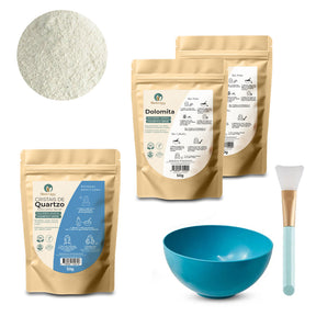 Kit Argiloterapia - Argilas + Cristal de Quartzo - 100% naturais - Uso cosmético