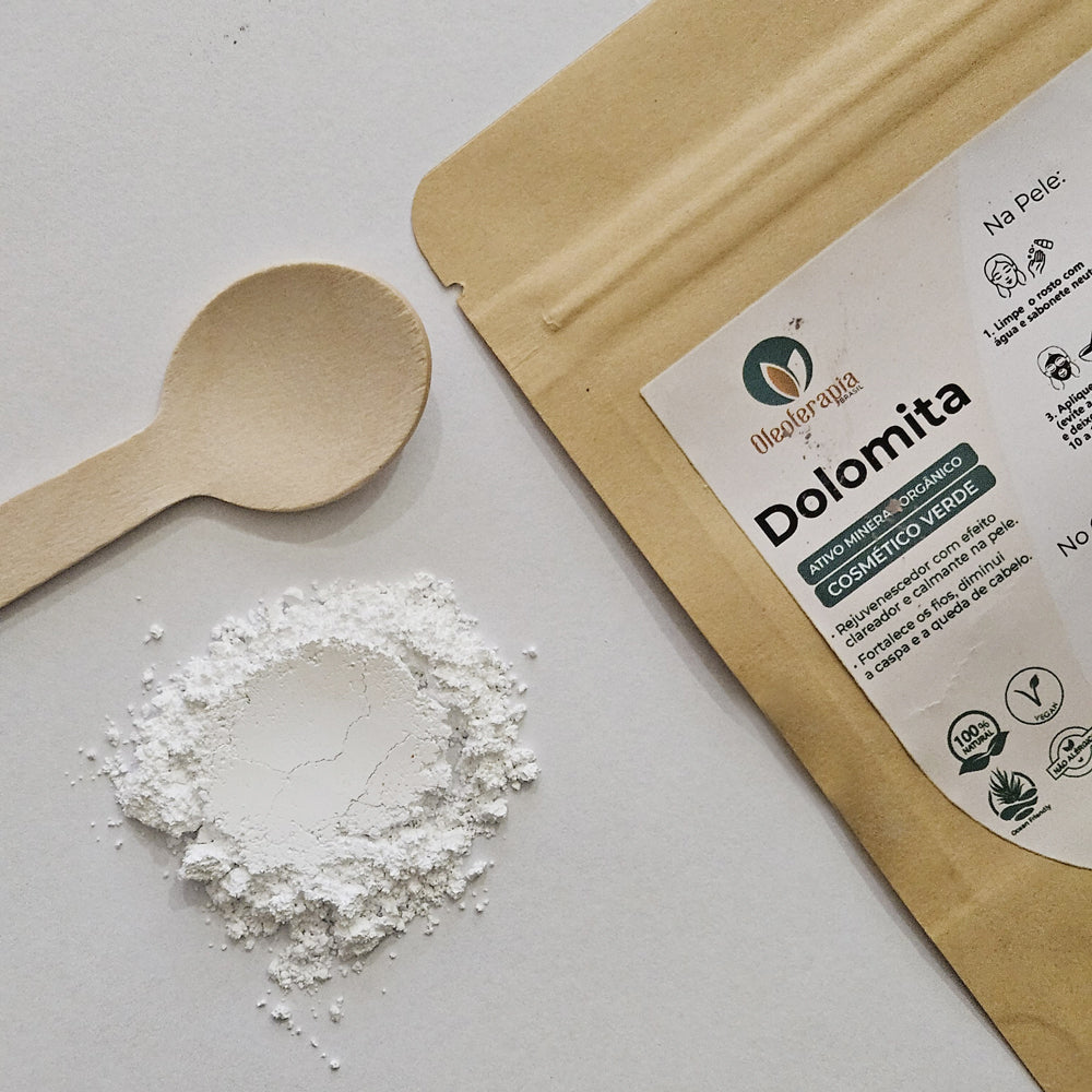 Dolomita em pó 50g - 100% natural - Uso cosmético/rosto, cabelo e corpo