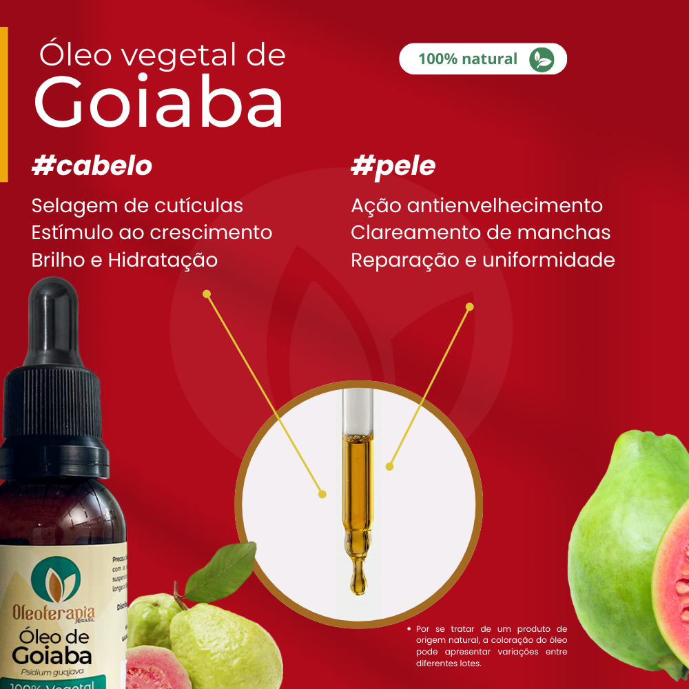 Óleo de Goiaba - 100% natural uso capilar e corporal