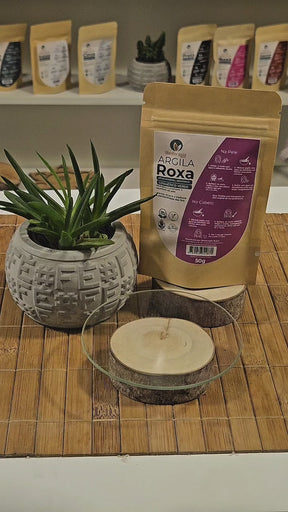 Argila Roxa 50g - 100% natural - Uso cosmético/rosto, cabelo e corpo