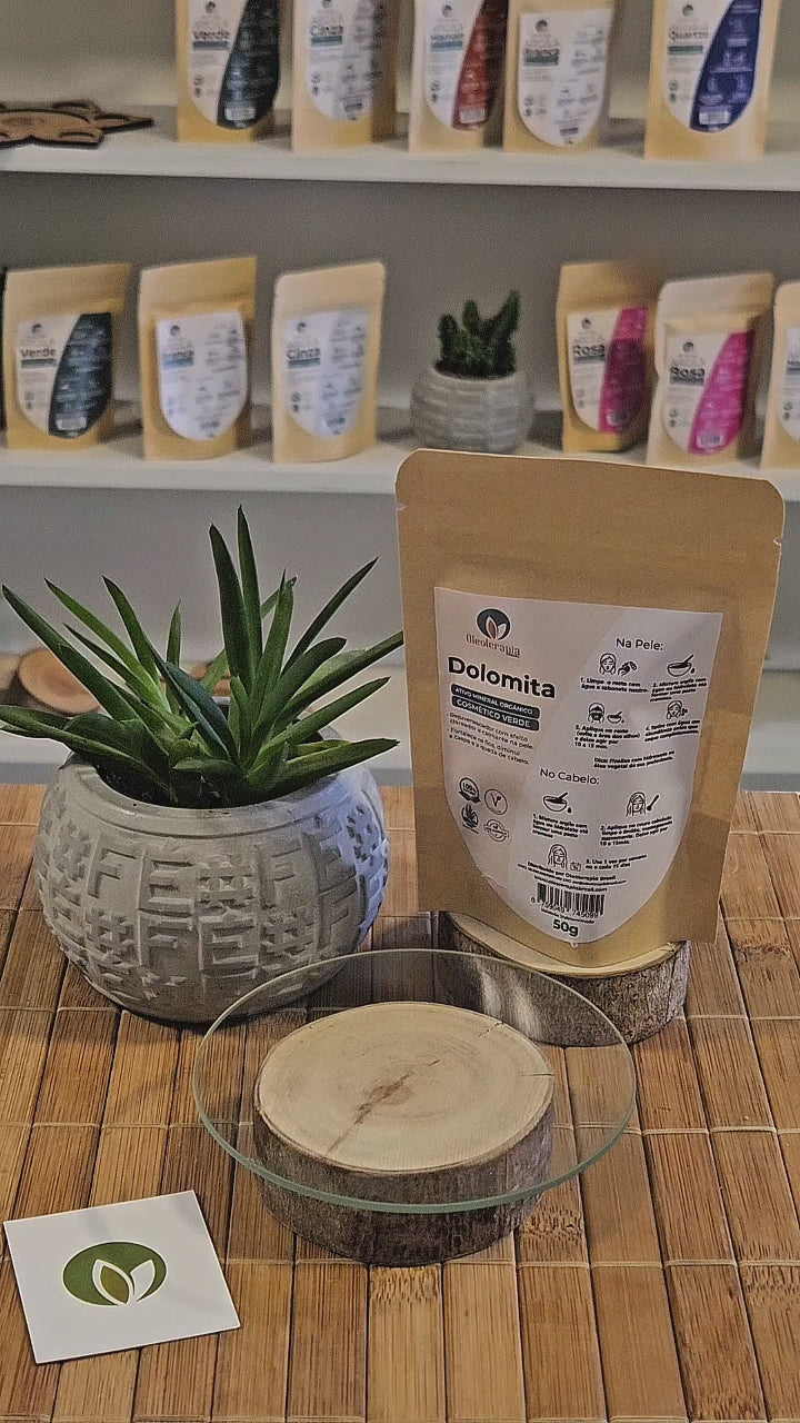 Dolomita em pó 50g - 100% natural - Uso cosmético/rosto, cabelo e corpo
