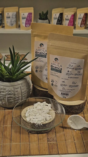 Argila Branca 50g - 100% natural - Uso cosmético/rosto, cabelo e corpo