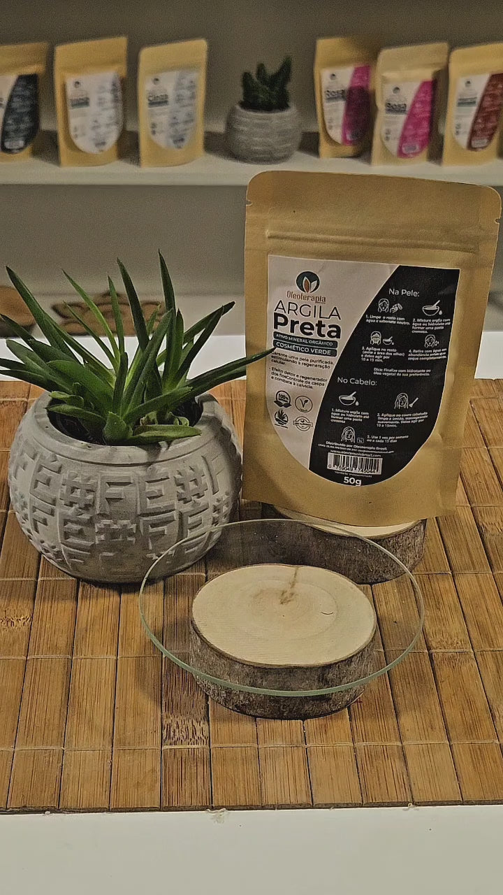 Argila Preta 50g - 100% natural - Uso cosmético/rosto, cabelo e corpo
