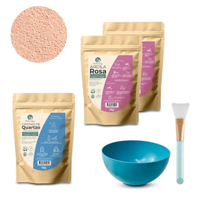 Kit Argiloterapia - Argilas + Cristal de Quartzo - 100% naturais - Uso cosmético