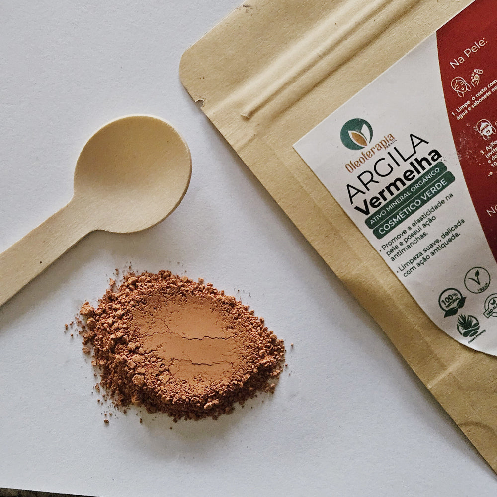Argila Vermelha 50g - 100% natural - Uso cosmético/rosto, cabelo e corpo