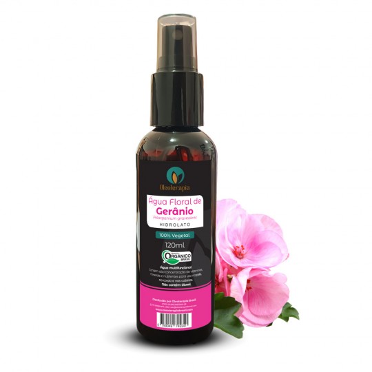 Água Floral de Gerânio Hidrolato 100% orgânico