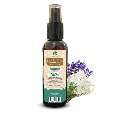 Água Pet Floral de Hidrolato de Melaleuca e Lavanda 100% orgânico