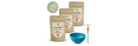 Kit Argiloterapia - Argila Verde e Cristais de Quartzo - 100% natural - Uso cosmético/rosto, cabelo e corpo