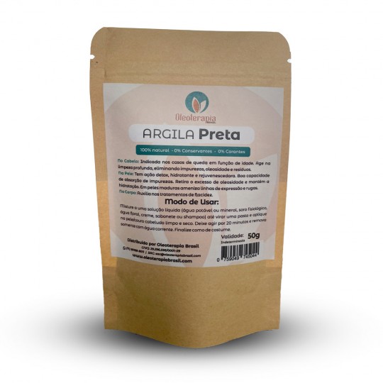 Argila Preta 50g - Uso cosmético e terapêutico 100% natural - Oleoterapia Brasil