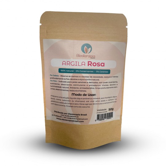 Argila Rosa 50g - 100% natural - rosto, cabelo e corpo - Oleoterapia Brasil
