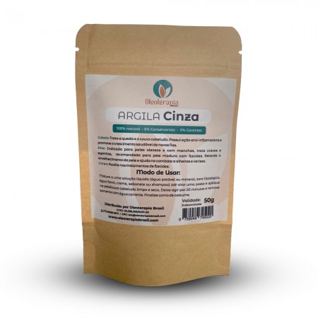 Argila Cinza 50g - Uso cosmético e terapêutico 100% natural - Oleoterapia Brasil